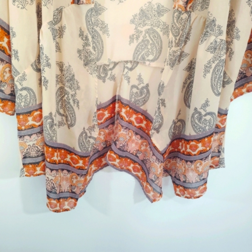 Autumn Beauty M/L Xhilaration Pretty Paisley Kimono Cardigan Coverup Semi-sheer - Picture 7 of 15
